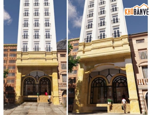 thiết kế nhà 14 tầng,Khách sạn 14 tầng,Khách Sạn Gold Hotel